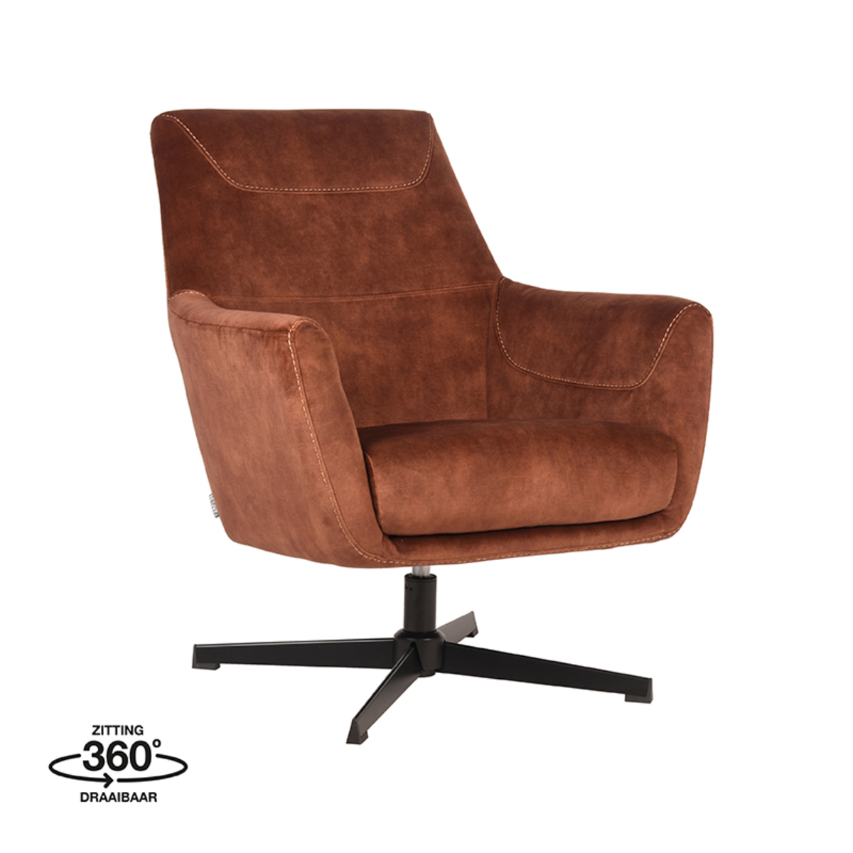 LABEL51 Fauteuil Toby – Rust – Velours