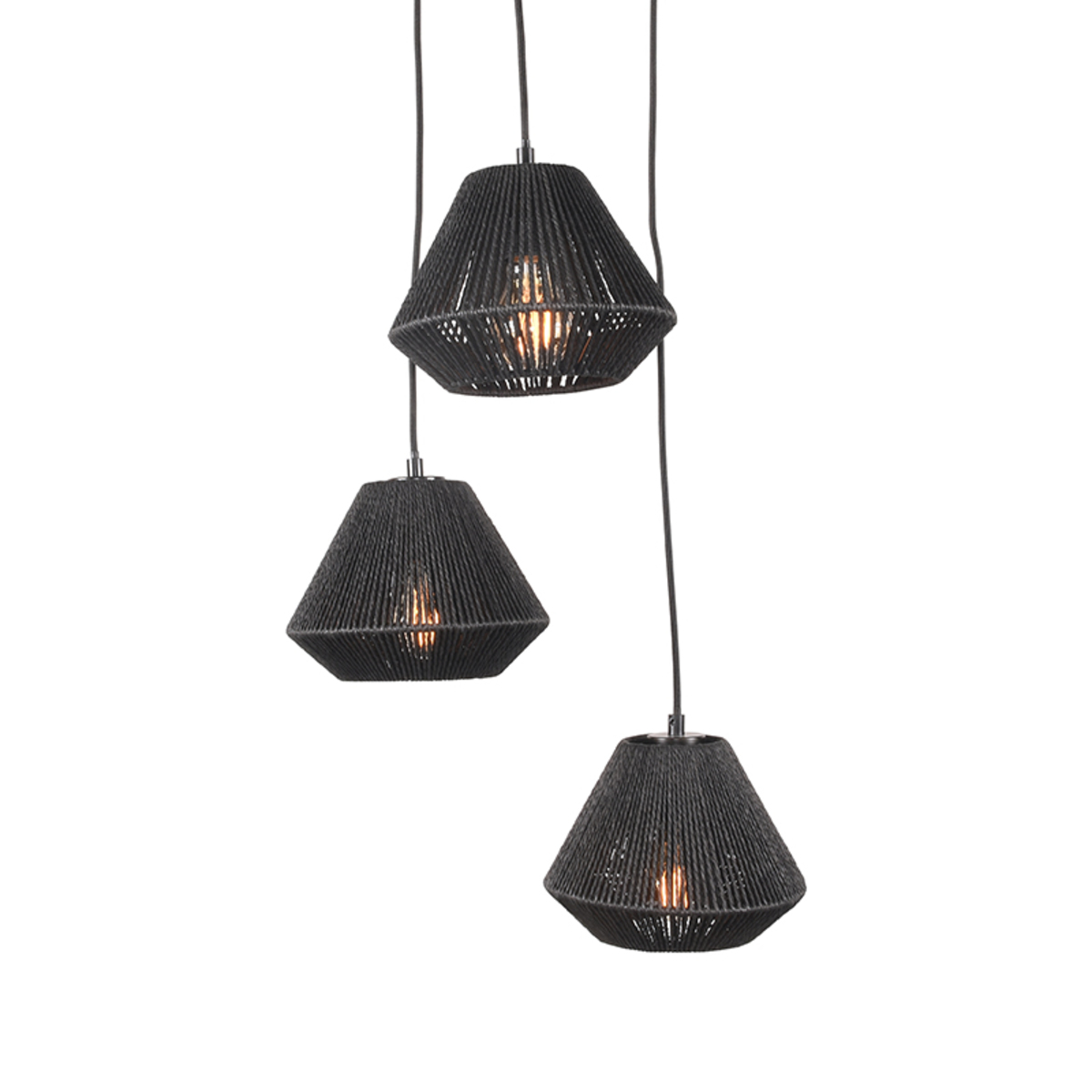 LABEL51 Hanglamp Ibiza – Zwart – Jute – 3-Lichts