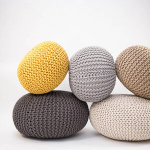 LABEL51 Poef Knitted - Grijs - Katoen - M - Image 3