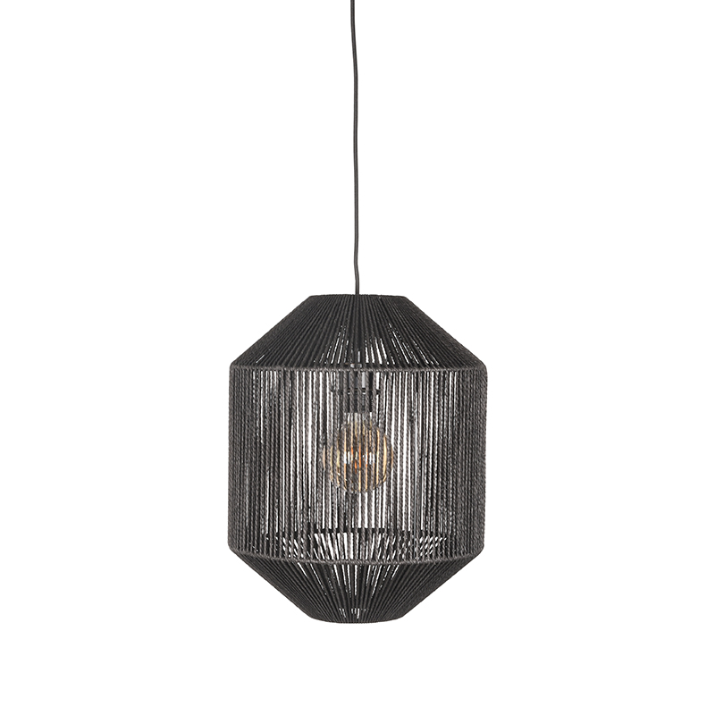 LABEL51 Hanglamp Ibiza – Zwart – Jute – 1-Lichts Cilinder